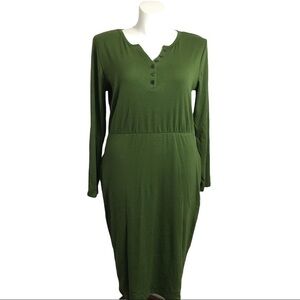 Moyabo long sleeve midi knit green dress. Sz 2XL. NWT